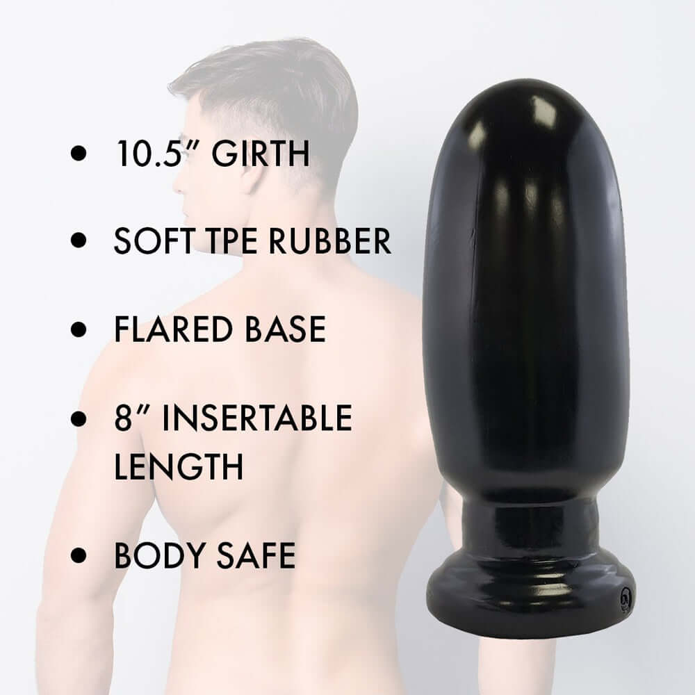 Prowler RED Thud 8 inches Anal Plug Black with 8-inch insertable length and comfortable flared base.