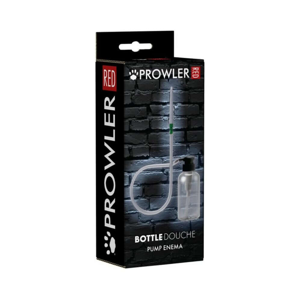 Prowler RED Bottle Douche Pump Enema packaging showcasing its convenient design for personal cleansing.