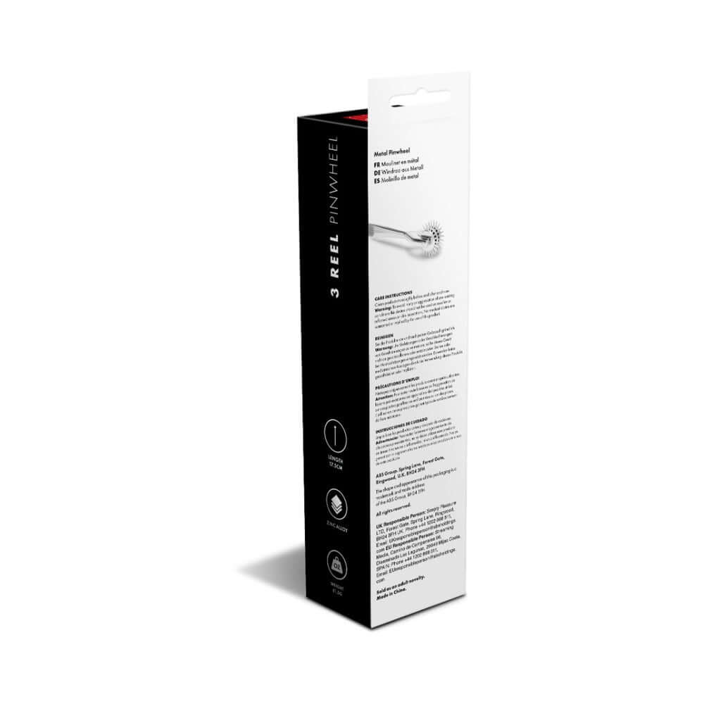 Prowler RED 3 Reel Metal Pinwheel packaging showcasing the product design and features for sensory play.