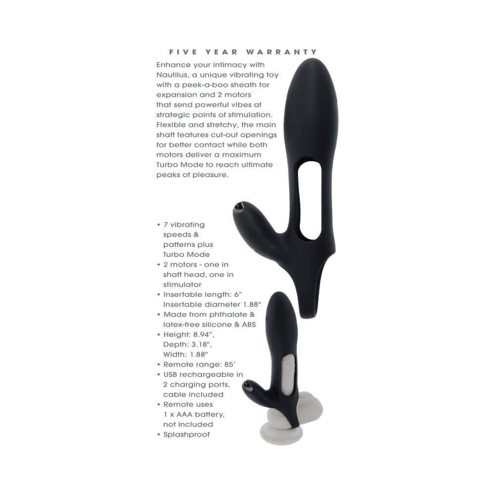 Zero Tolerance Nautilus Rechargable Vibrating Sleeve Remote Control Silicone Black