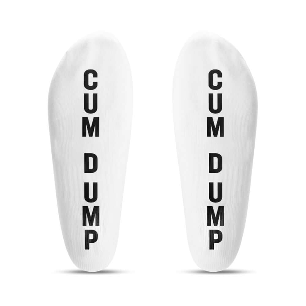 Prowler RED Ankle Sock Cum Dump showing bold text design on white socks.
