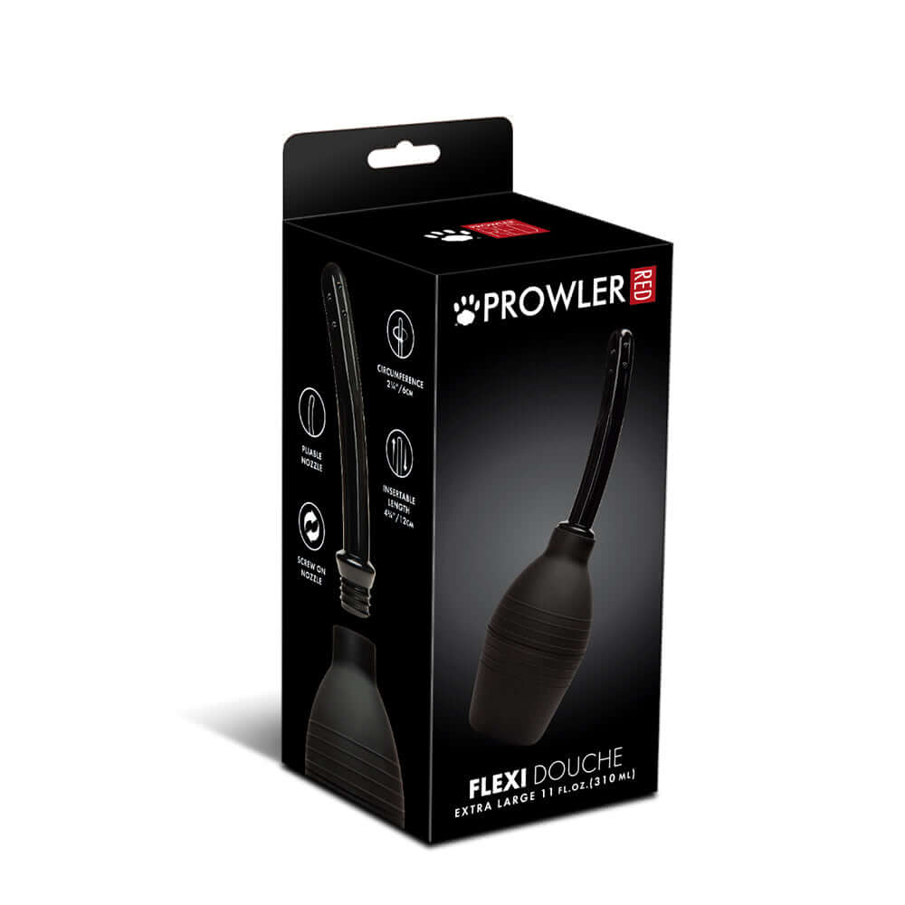 Prowler RED Flexi Douche Black packaging with sleek design for effective personal hygiene preparation.