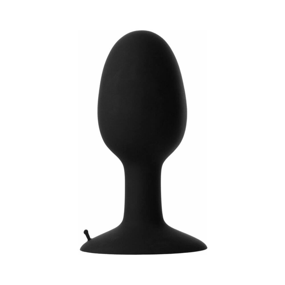 Prowler RED Weighted Butt Plug Black Large with smooth tapered shape for intense sensation and gradual insertion.