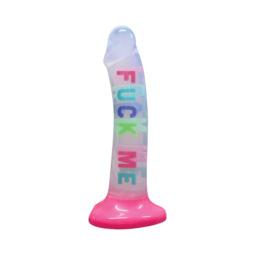 Cotton Candy Dirty Talk Fuck Me 8 inches Silicone Dildo