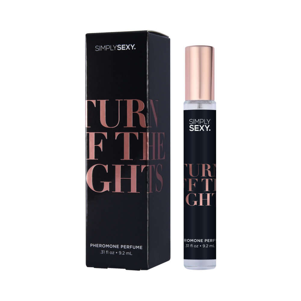 Simply Sexy Pheromone Perfume Spray Turn Off The Lights 0.31 Oz in a sleek packaging with elegant design.