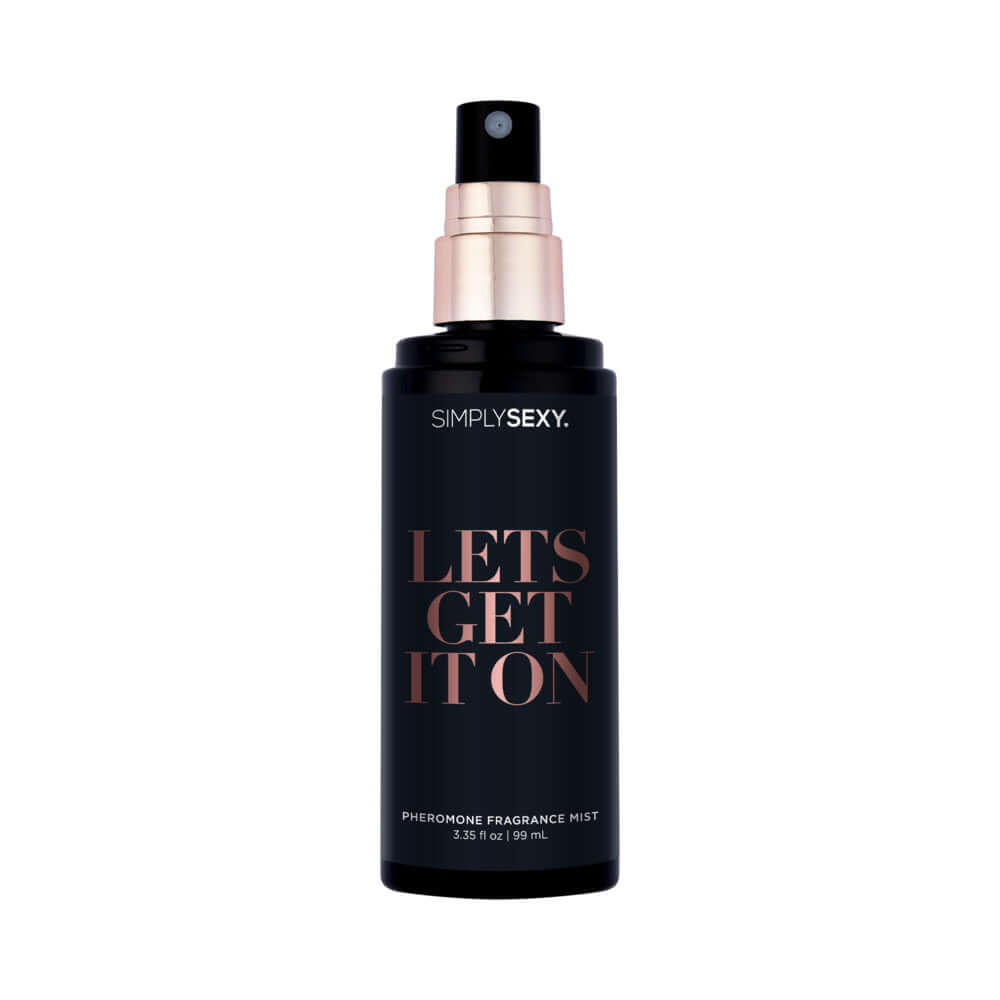Simply Sexy Pheromone Body Mist Lets Get It On 3.35 Oz bottle with flirty design and subtle allure.