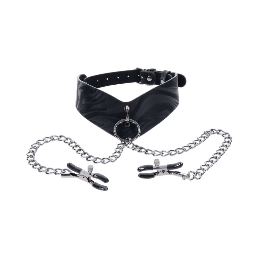 Sportsheets Velvet Noir Collar & Removable Clamps