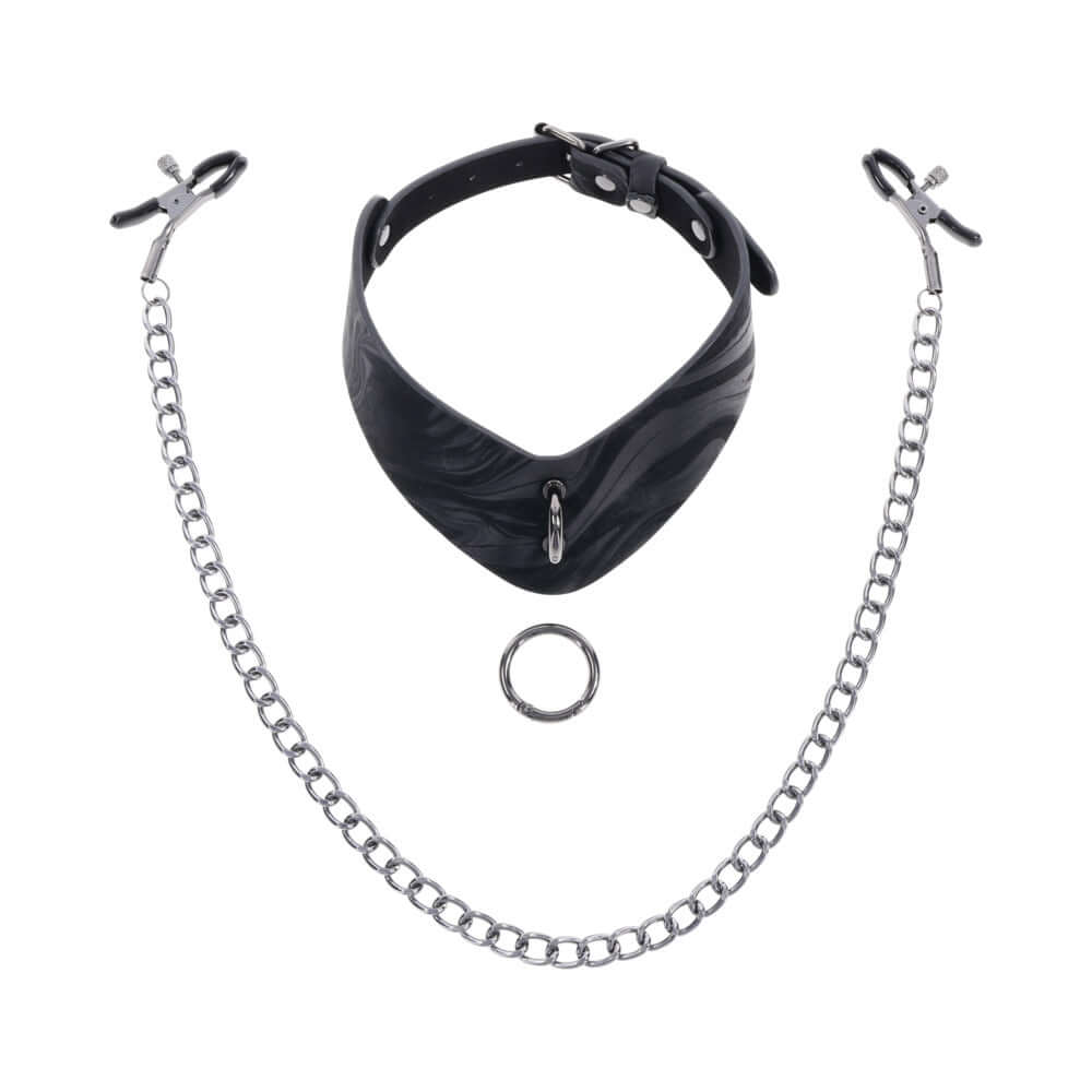 Sportsheets Velvet Noir Collar & Removable Clamps