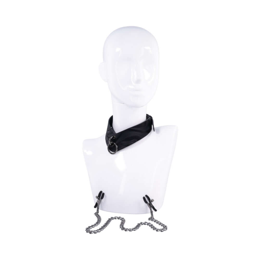 Sportsheets Velvet Noir Collar & Removable Clamps