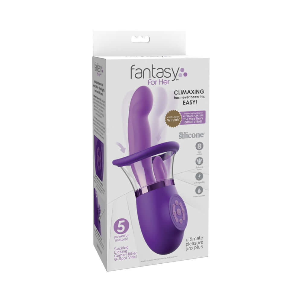 Fantasy for Her Ultimate Pleasure Pro Plus product packaging showcasing G-spot stimulation and advanced design.