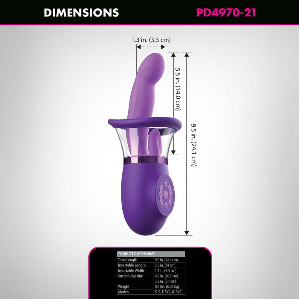 Image showing dimensions of Fantasy for Her Ultimate Pleasure Pro Plus, including size and design details.