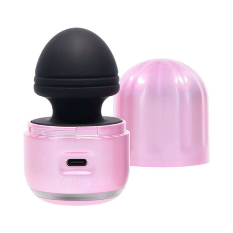 Evolved Vacation Vibes Vibrating Massager Pink Black with textured canister lid and soft silicone head.