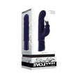 Evolved Big Deal Rabbit Vibrator Purple in packaging showcasing its dual-motor functionality and textured design.