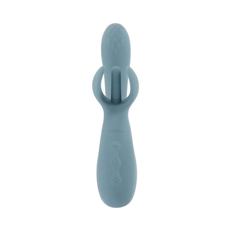 Evolved Take Your Flick Massager Blue featuring flexible arms for dual stimulation and powerful vibrations.