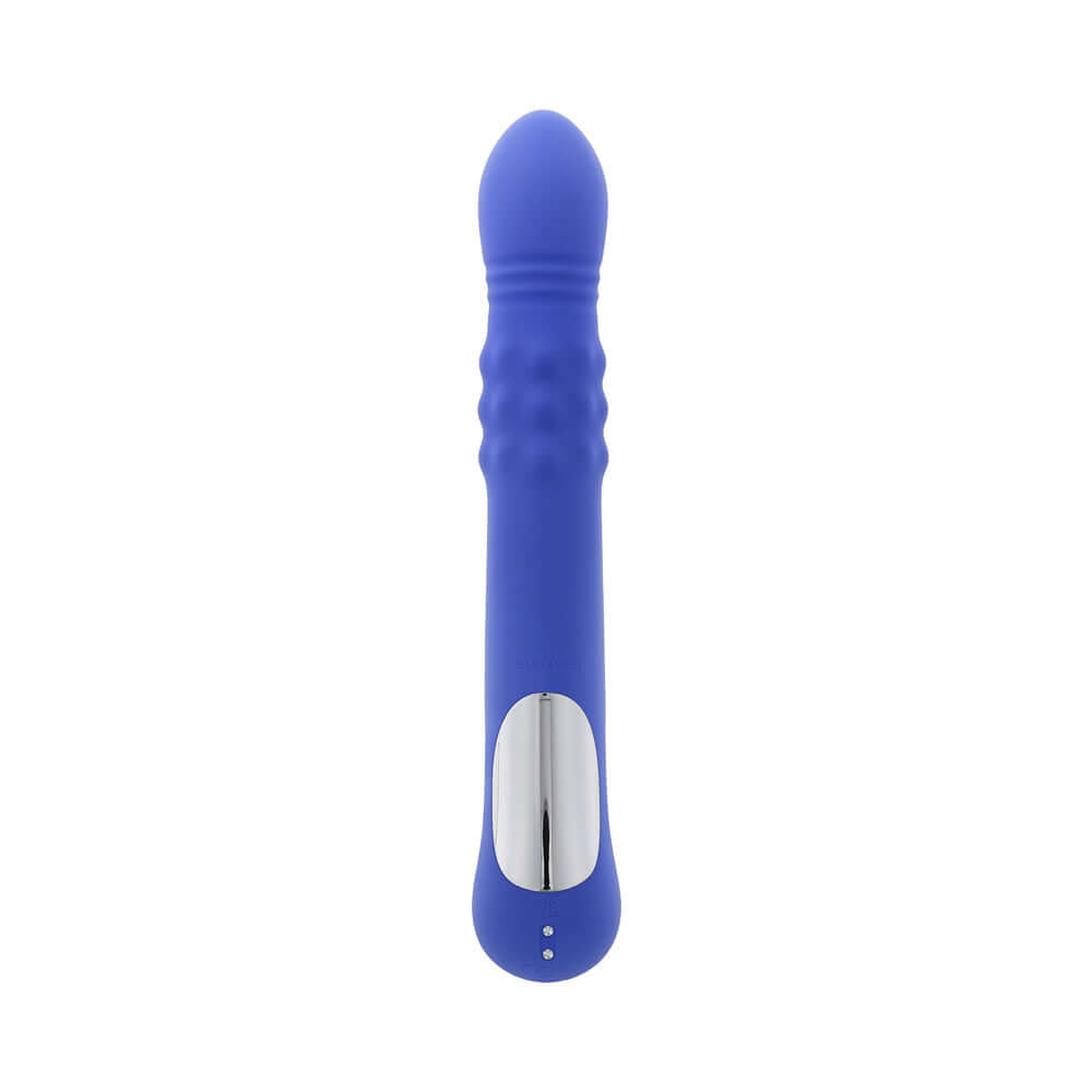 Evolved Pop Goes The O Vibrator Blue showcasing its sleek design and powerful stimulation features.