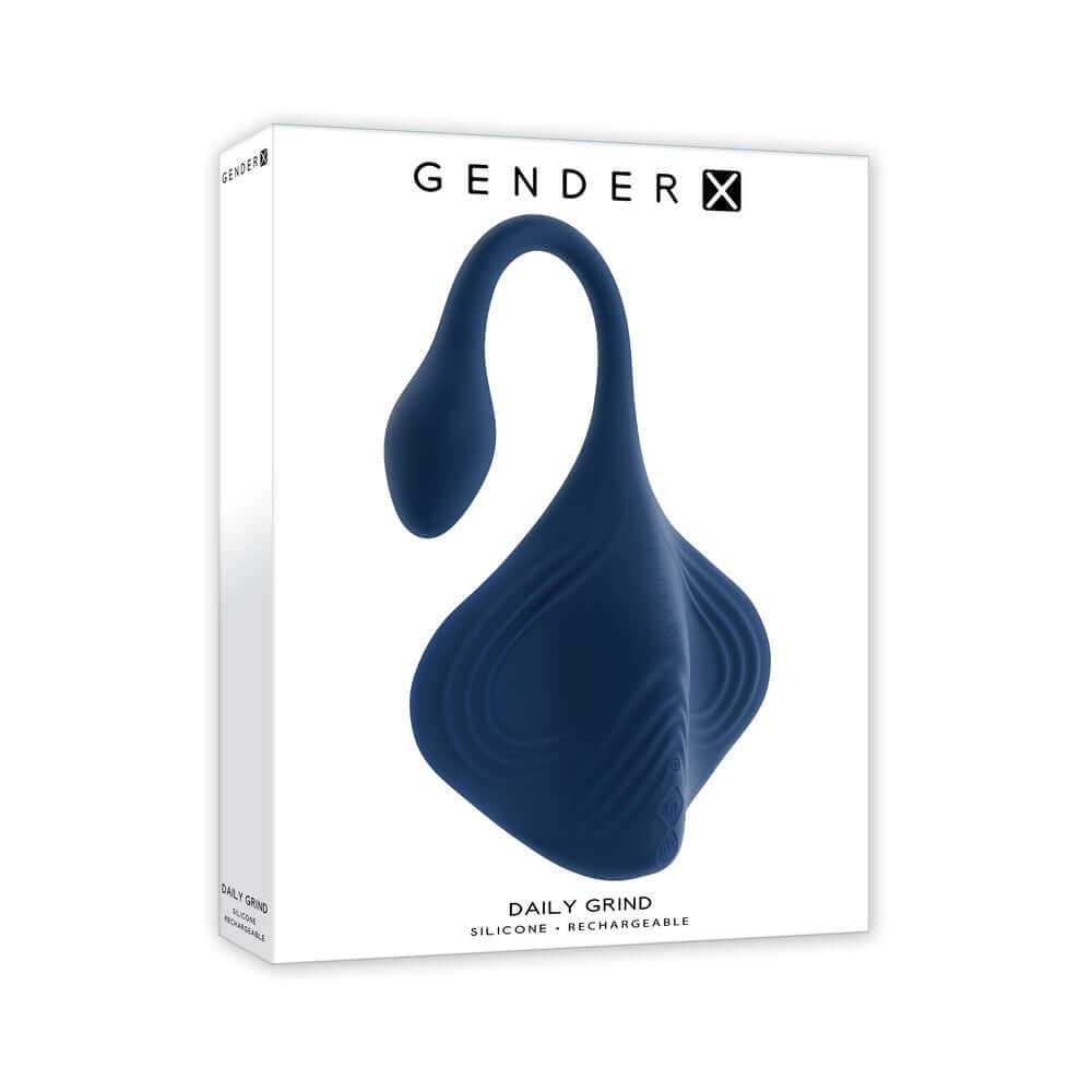 Gender X Daily Grind Blue pleasure toy box with a unique stingray shape and flexible design.