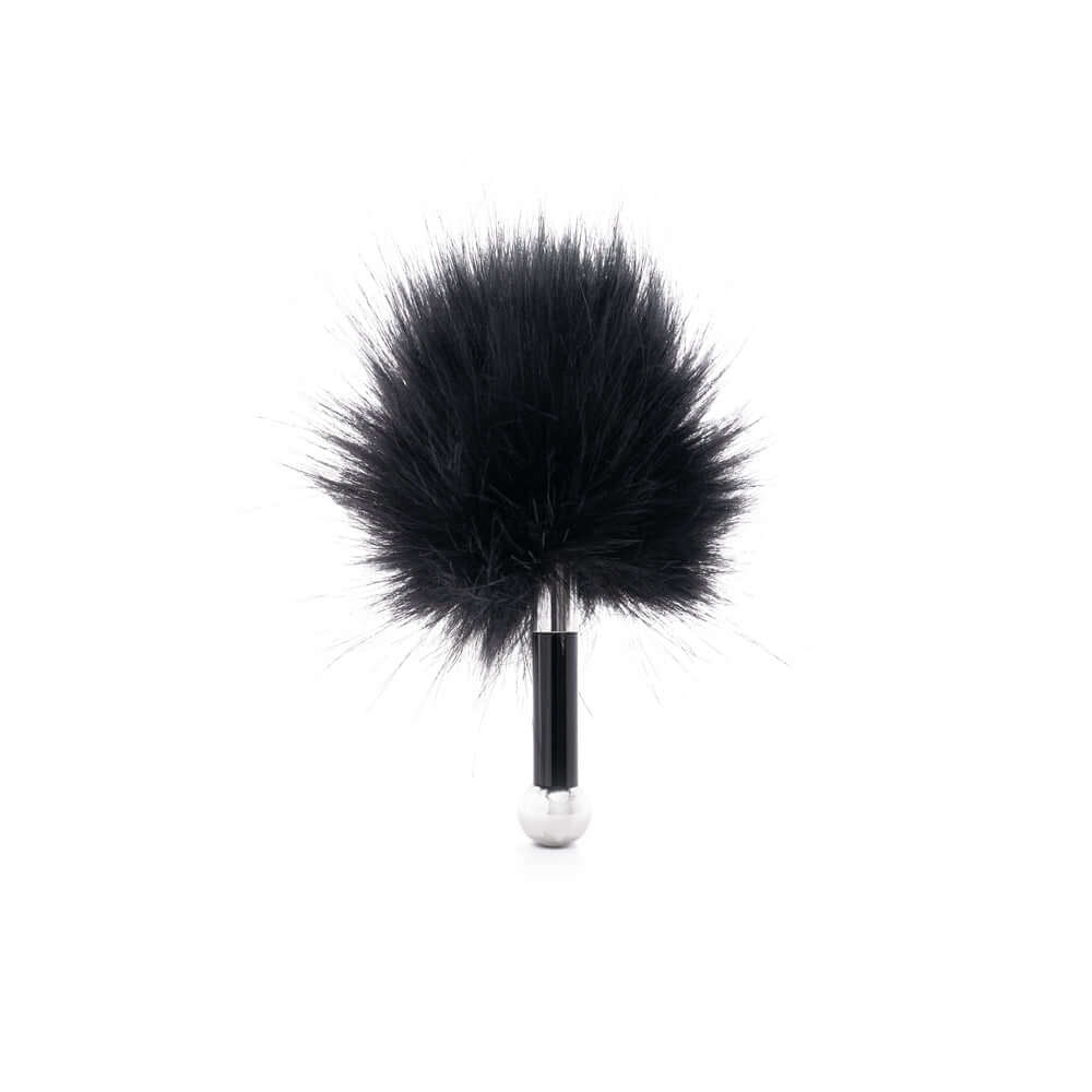 Je Joue Midnight Magic Duet Bullet Vibrator with Mio Ring accessory, featuring a soft black feathered end.