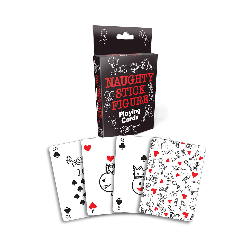 Naughty Stick Figure Playing Cards deck showcasing playful illustrations and designs for a fun game night.