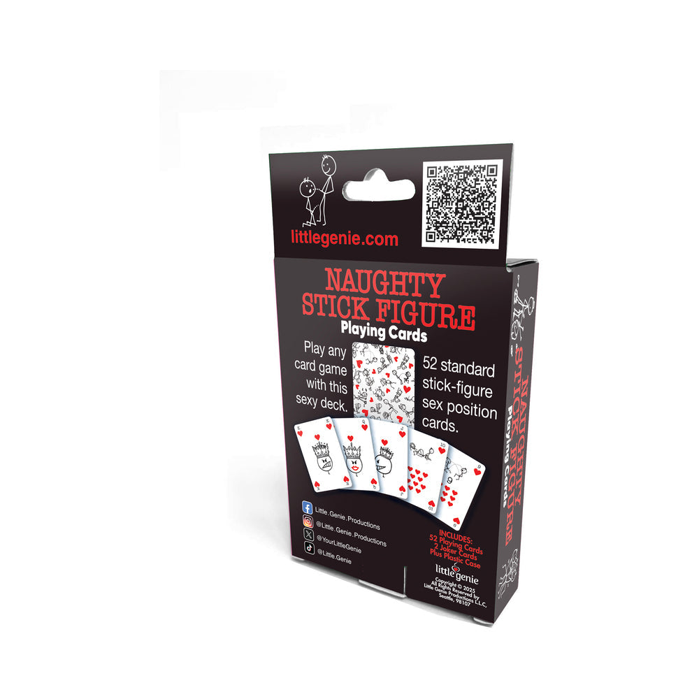 Naughty Stick Figure Playing Cards packaging showcasing playful design and sex position illustrations for game night.