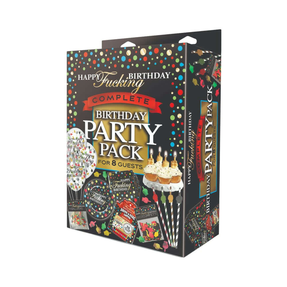 Happy Fucking Birthday Party Pack complete birthday party pack for 8 guests with colorful design and decorations