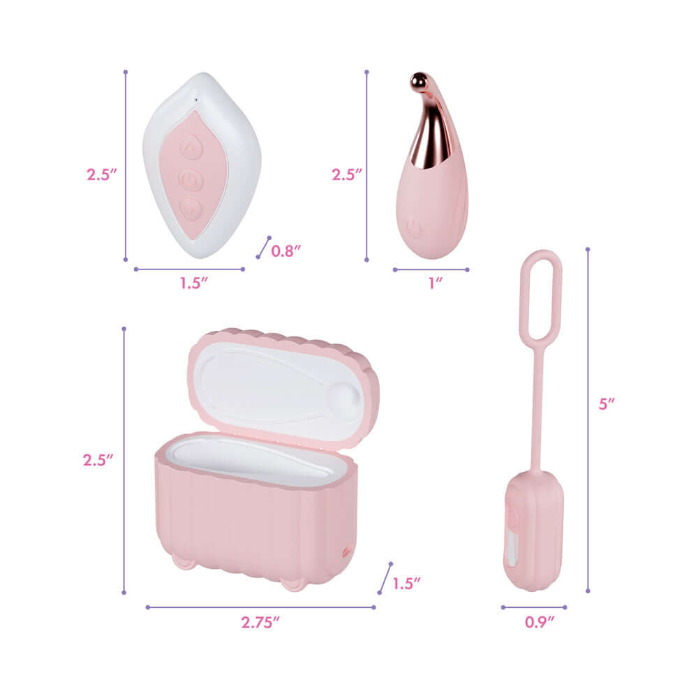 Play With Me Wanderlust Mini Vibes Pink luxury travel set including mini vibrators and suitcase-inspired charging case.