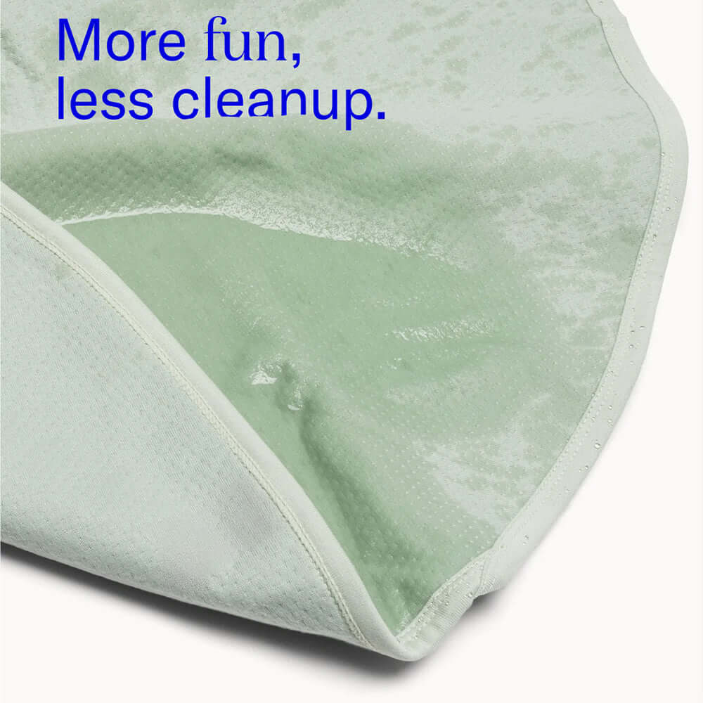 Dame Thro Waterproof Sex Blanket Sage showing soft, waterproof material for easy cleanup and comfort in intimate moments.