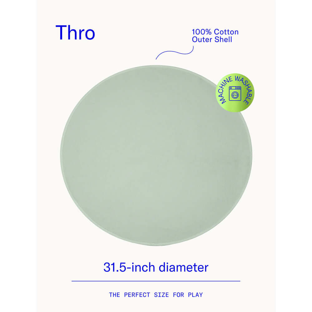 Dame Thro Waterproof Sex Blanket Sage circular design 31.5-inch diameter, 100% cotton outer shell, machine washable