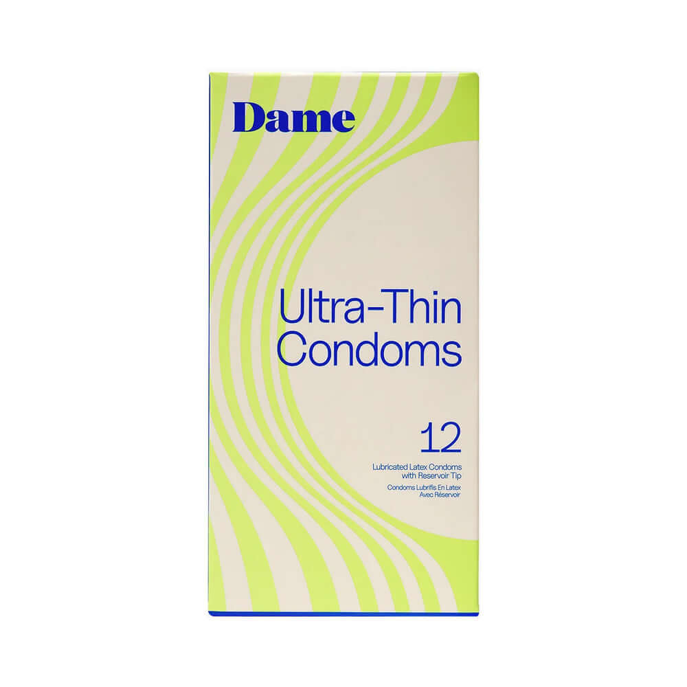 Dame Ultra Thin Condoms 12-Pack, ultra-thin condoms for enhanced sensitivity and natural feel during intimacy.