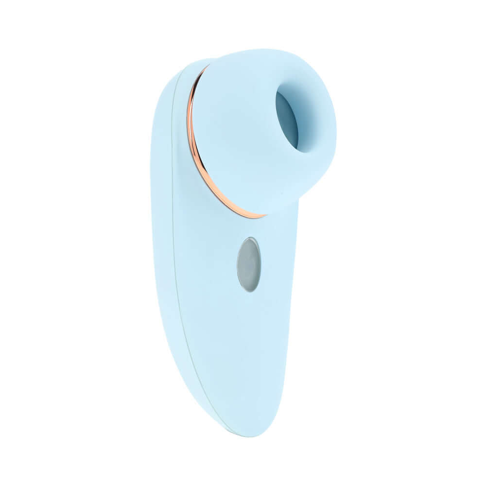 LoveLine Aurie AirTapTech Rechargeable Vibrator Blue with air pulse suction and tapping vibration features.