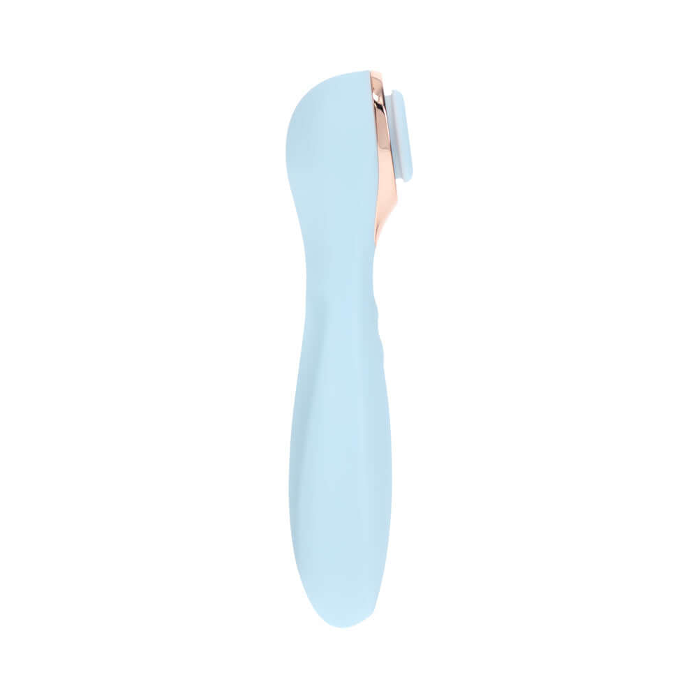 LoveLine Darling AirTapTech Rechargeable Vibrator Blue side view showcasing its sleek design and elegant color.