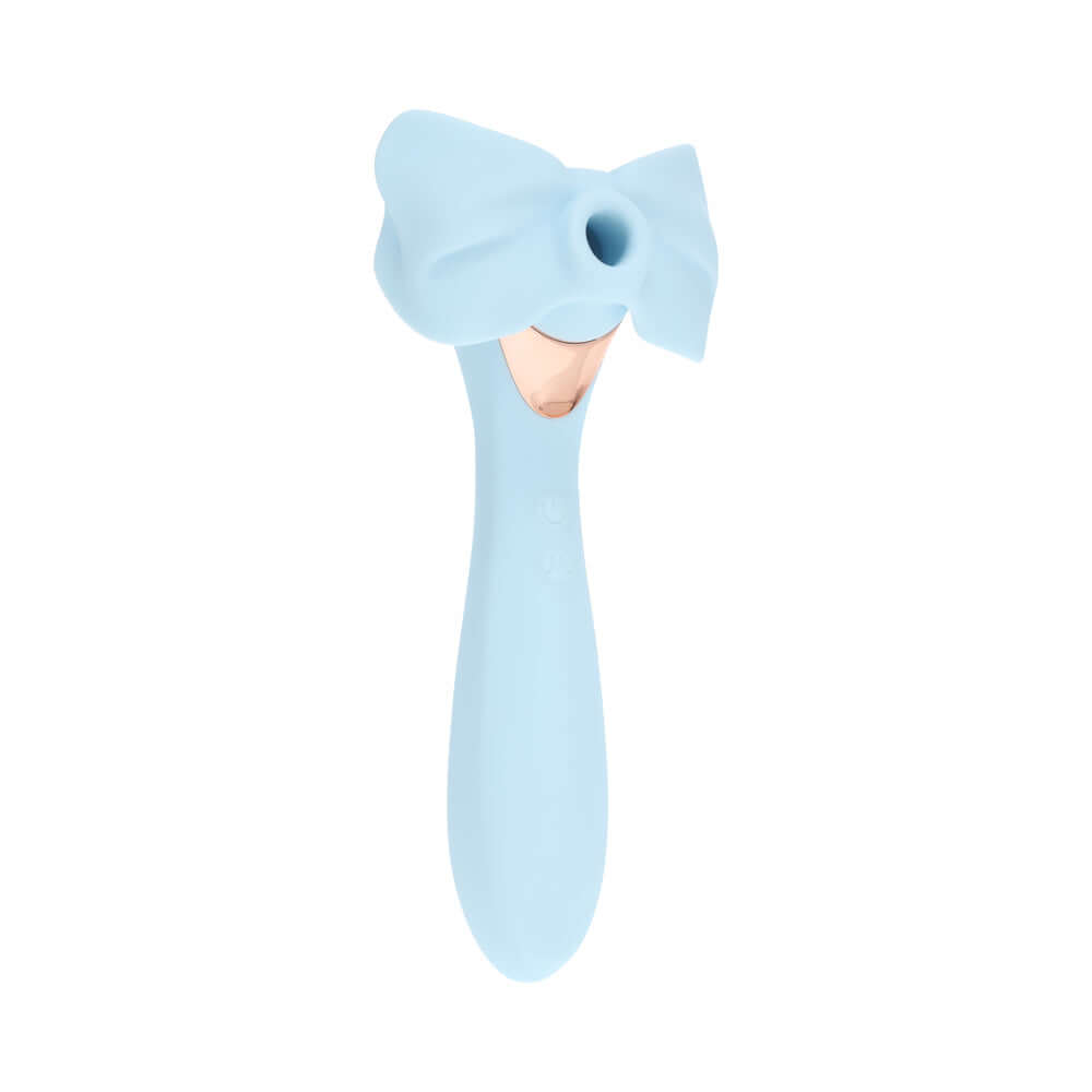 LoveLine Darling AirTapTech Rechargeable Vibrator Blue with bow design and sleek body for stylish pleasure.