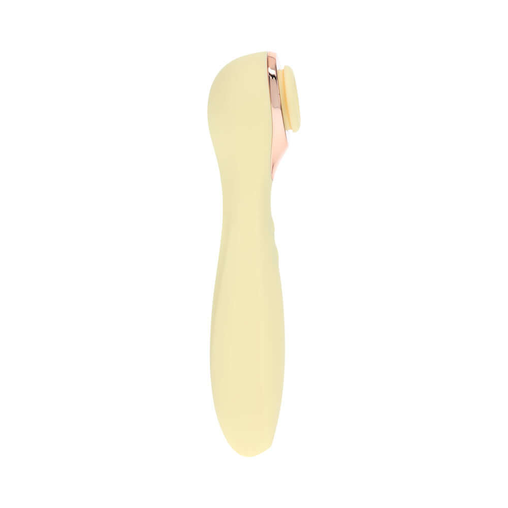 LoveLine Darling AirTapTech Rechargeable Vibrator Yellow side view showcasing its sleek design and elegant color.