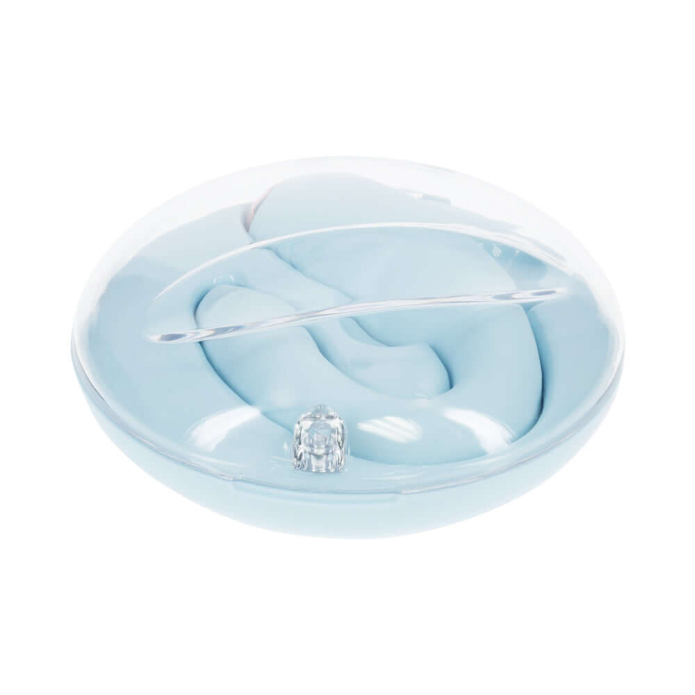 LoveLine Daydream AirTapTech Rechargeable Vibrator Blue on a glossy surface showcasing its elegant design.