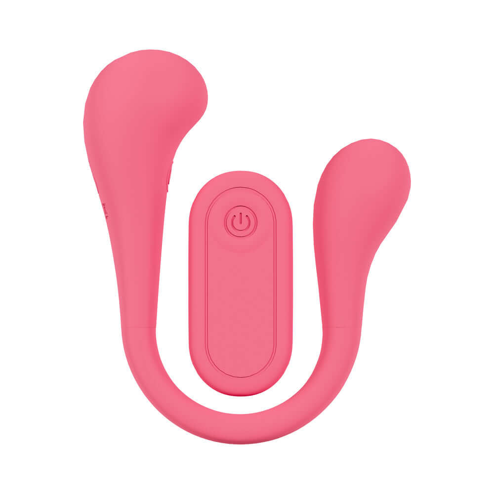 LoveLine FlexEase Bend Vibe Liquid Silicone Pink featuring a dual-ended design with droplet-shaped bulbs for targeted stimulation.