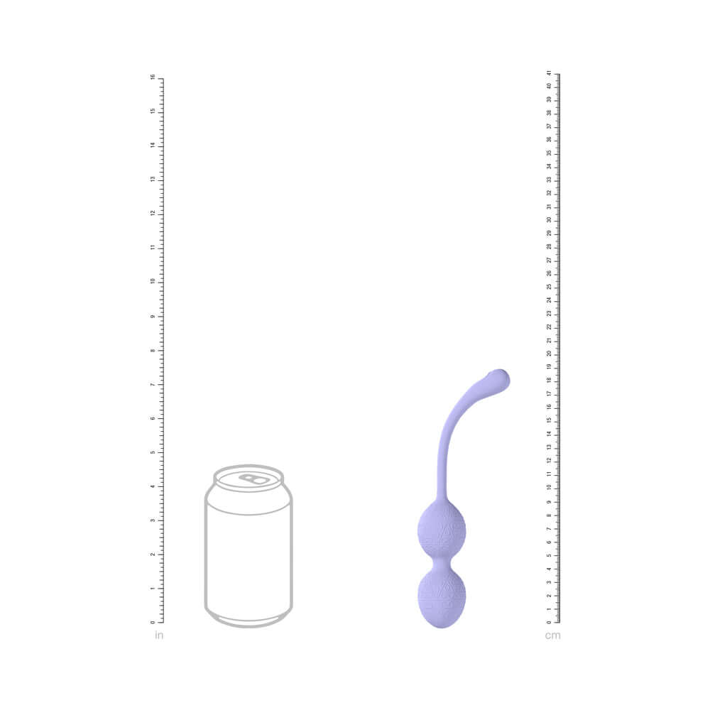 LoveLine PelviFit Beads Kegel Vibe Waterproof Remote Lavender next to a can for size comparison.