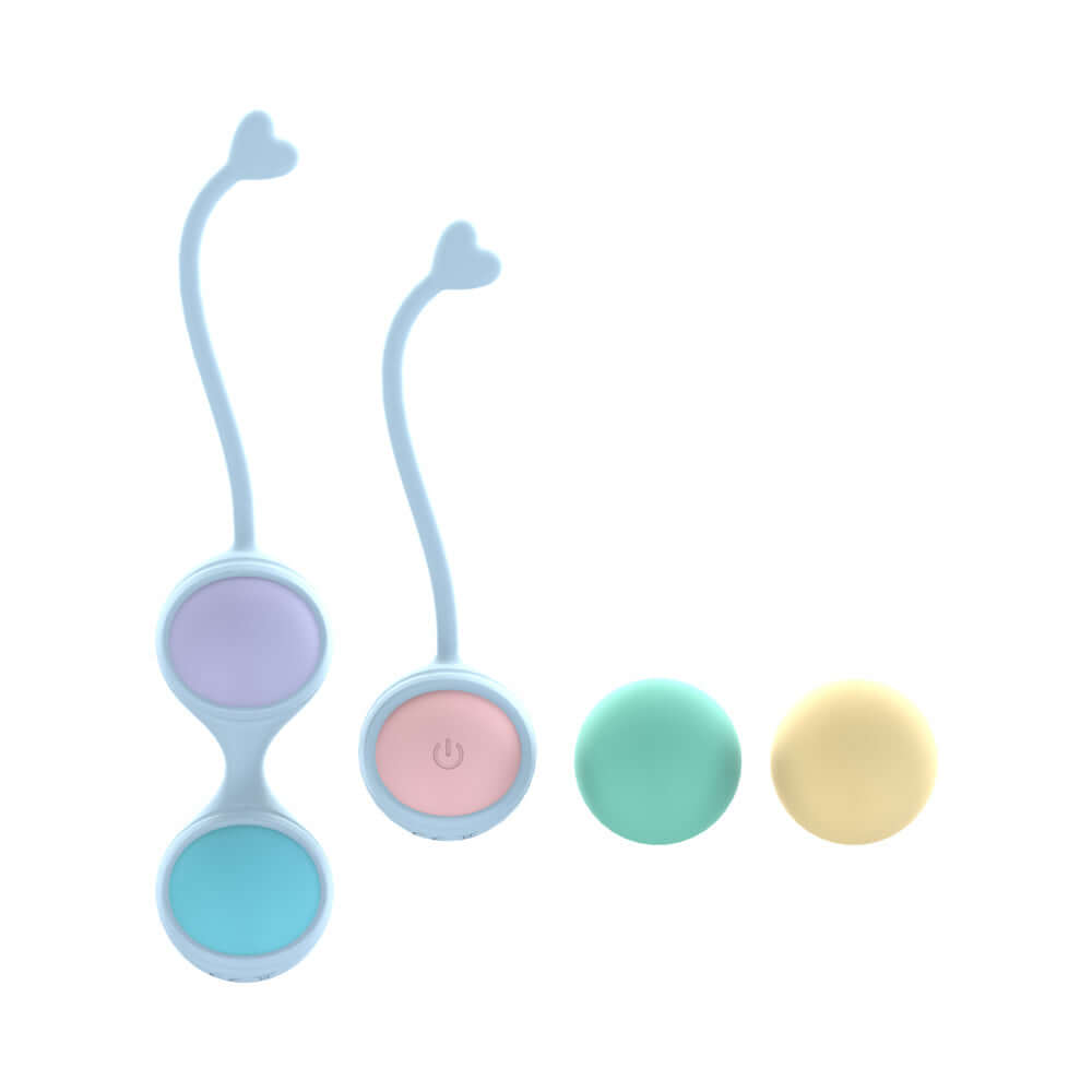 LoveLine PelviFit Strength Kegel Kit with Remote Purple, featuring weighted Kegel balls for pelvic training.