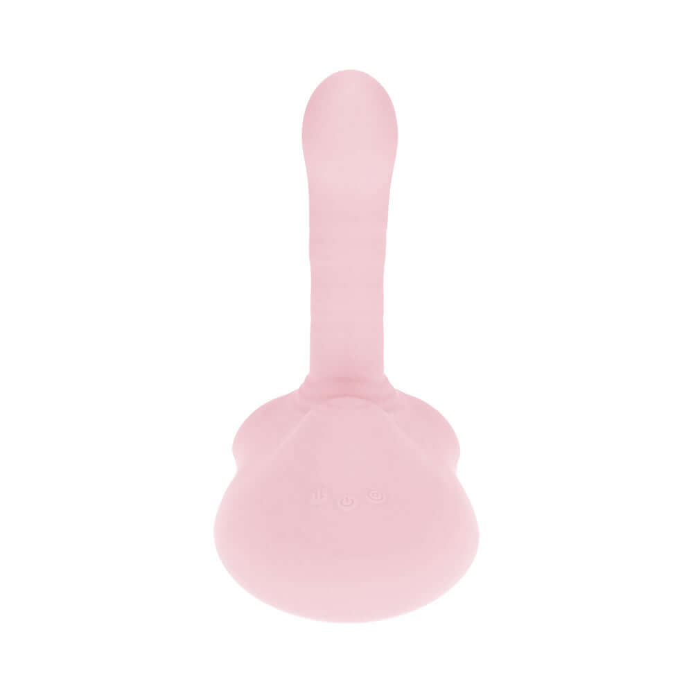 LoveLine Satisfaction Grinder Adjustable Thrusting Pulse Wave Pink, a pink hands-free pleasure device designed for optimal stimulation.