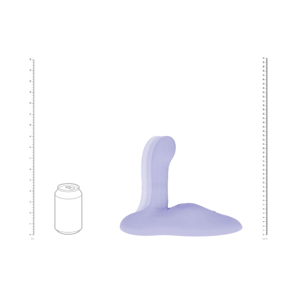 LoveLine Satisfaction Grinder Adjustable Thrusting Pulse Wave Purple displayed with size reference next to a soda can.