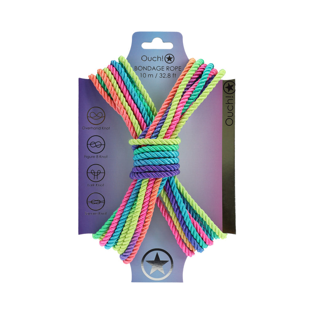 Ouch! Bondage Rope 10m Nylon Multicolor Bright