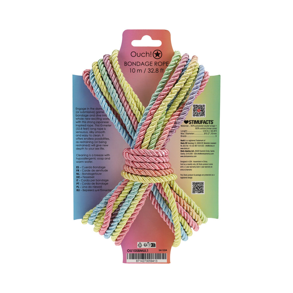 Ouch! Bondage Rope 10m Nylon Multicolor Pastel