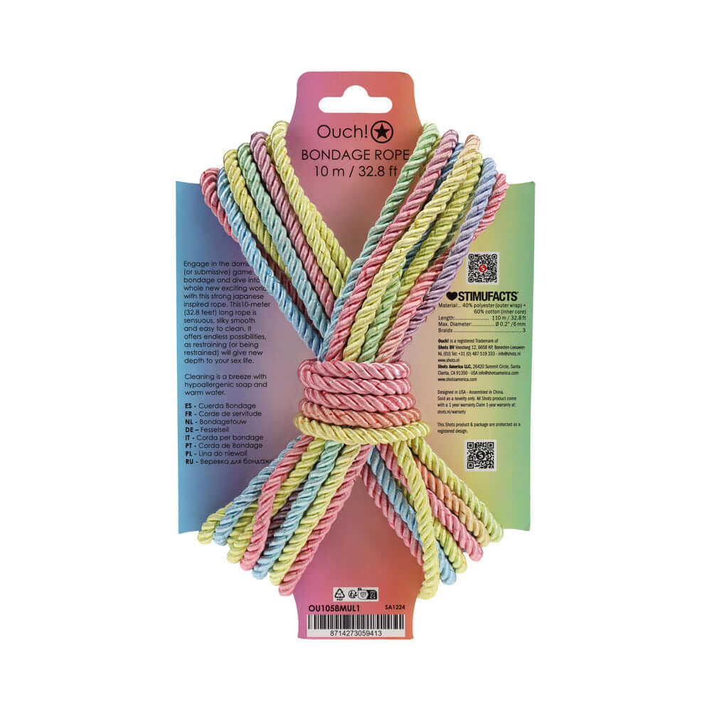 Ouch! Bondage Rope 10m Nylon Multicolor Pastel