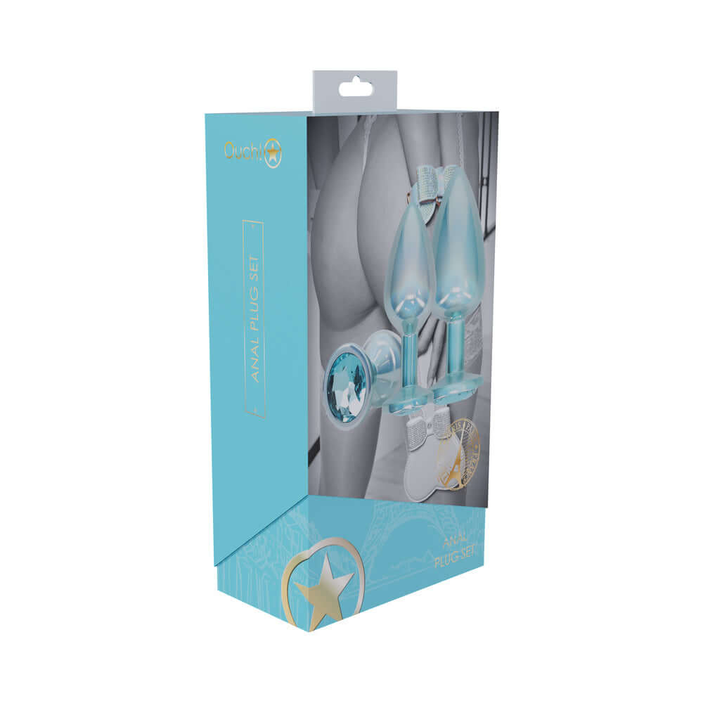 Ouch! International Paris Collection Metal Anal Plug Set Blue
