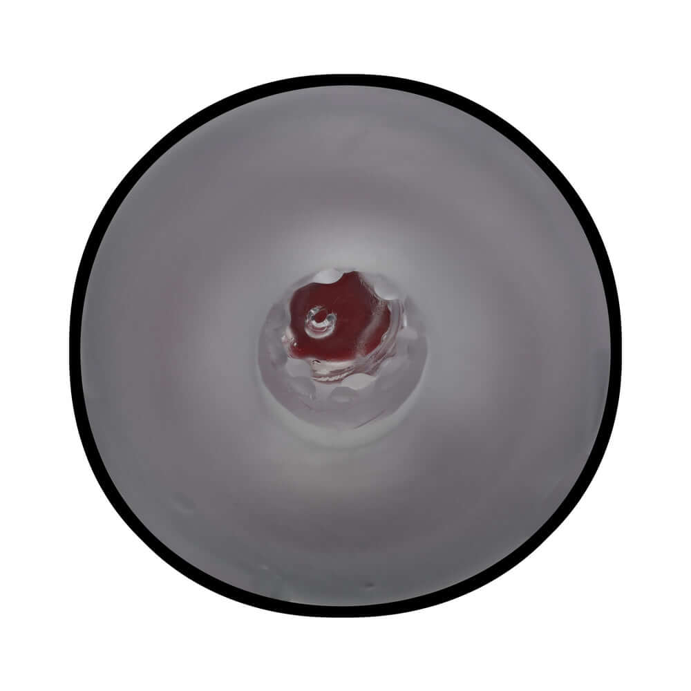 PUMPED SonicPull Masturbator Suction Vibration Red showing a close-up view of its smooth insertion sleeve.