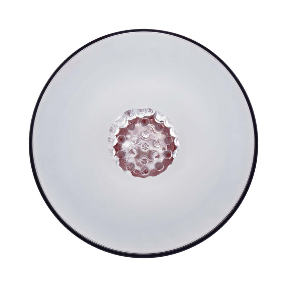 PUMPED StrokeMate Masturbator Metallic Red top view showing textured interior design for enhanced pleasure.