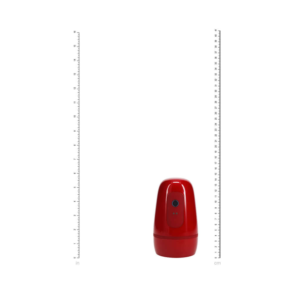 PUMPED Vibrobator Masturbator Negative Pressure Suction Vibration Red showcasing its sleek design for ultimate pleasure.