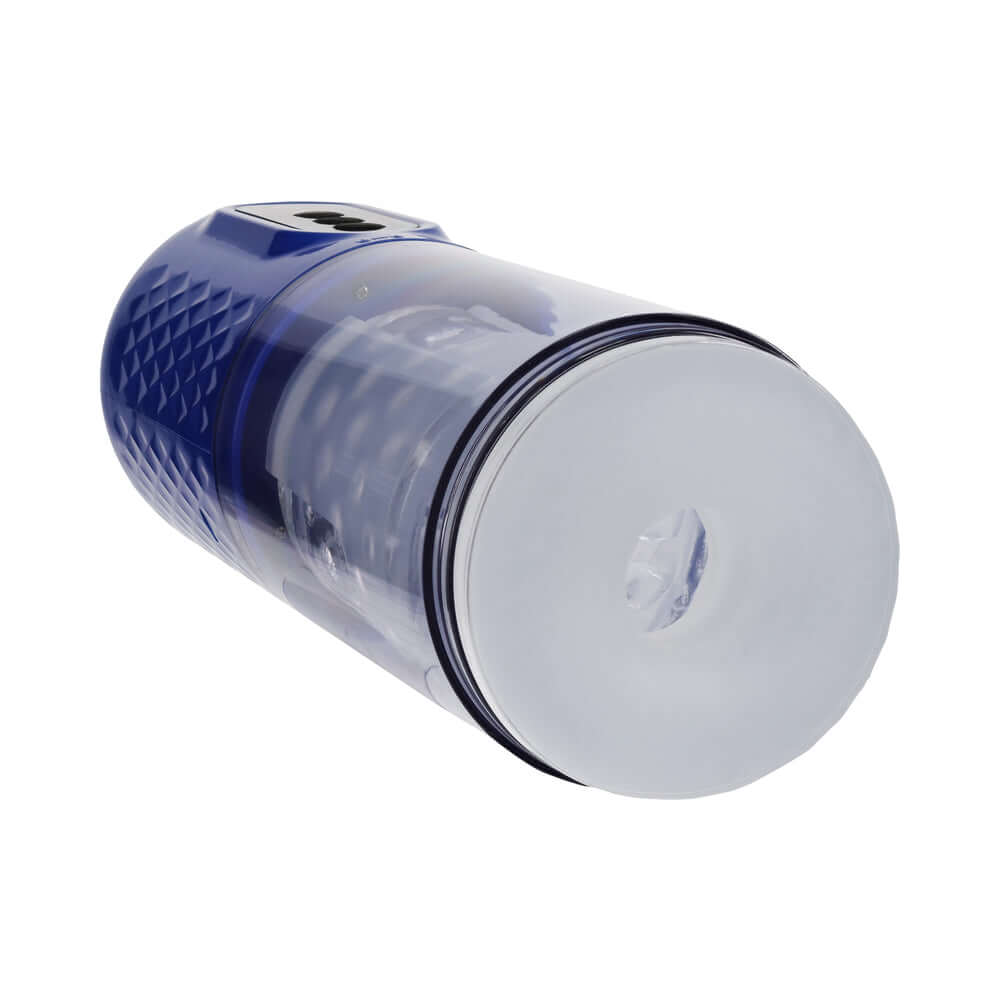 PUMPED Vortex Masturbator Metallic Blue with advanced suction and rotation technology.