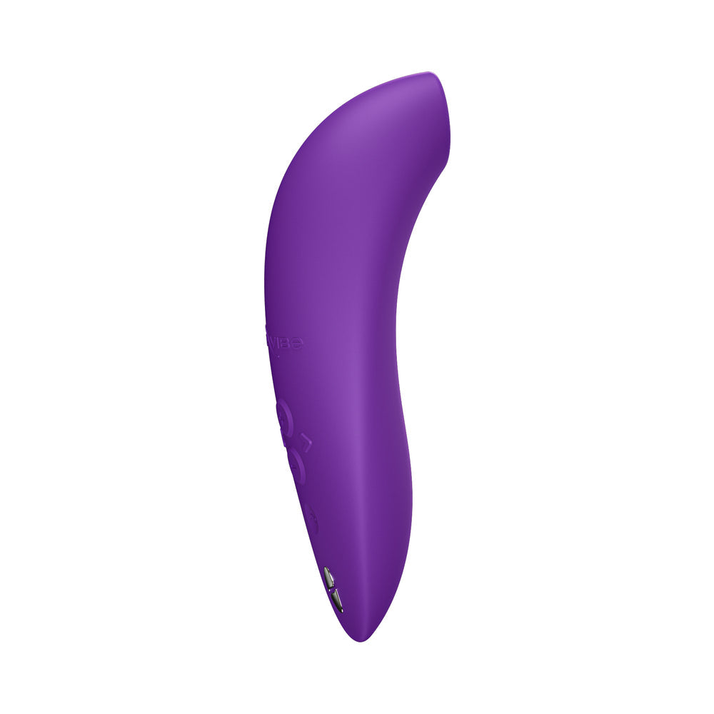 We-Vibe Melt 2 Pleasure Air Clitoral Stimulator Purple side view highlighting its ergonomic shape.