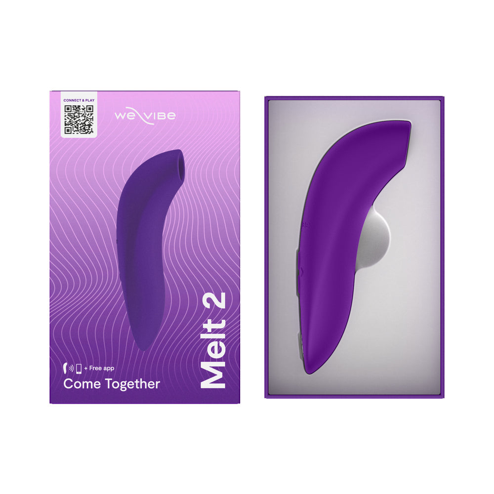 We-Vibe Melt 2 Pleasure Air Clitoral Stimulator Purple in packaging for enhanced intimate experiences.