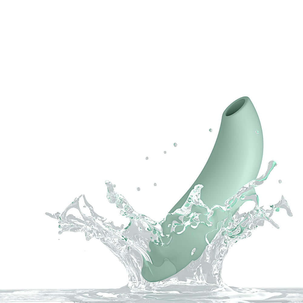 We-Vibe Melt 2 Pleasure Air Clitoral Stimulator Sage splashing in water.