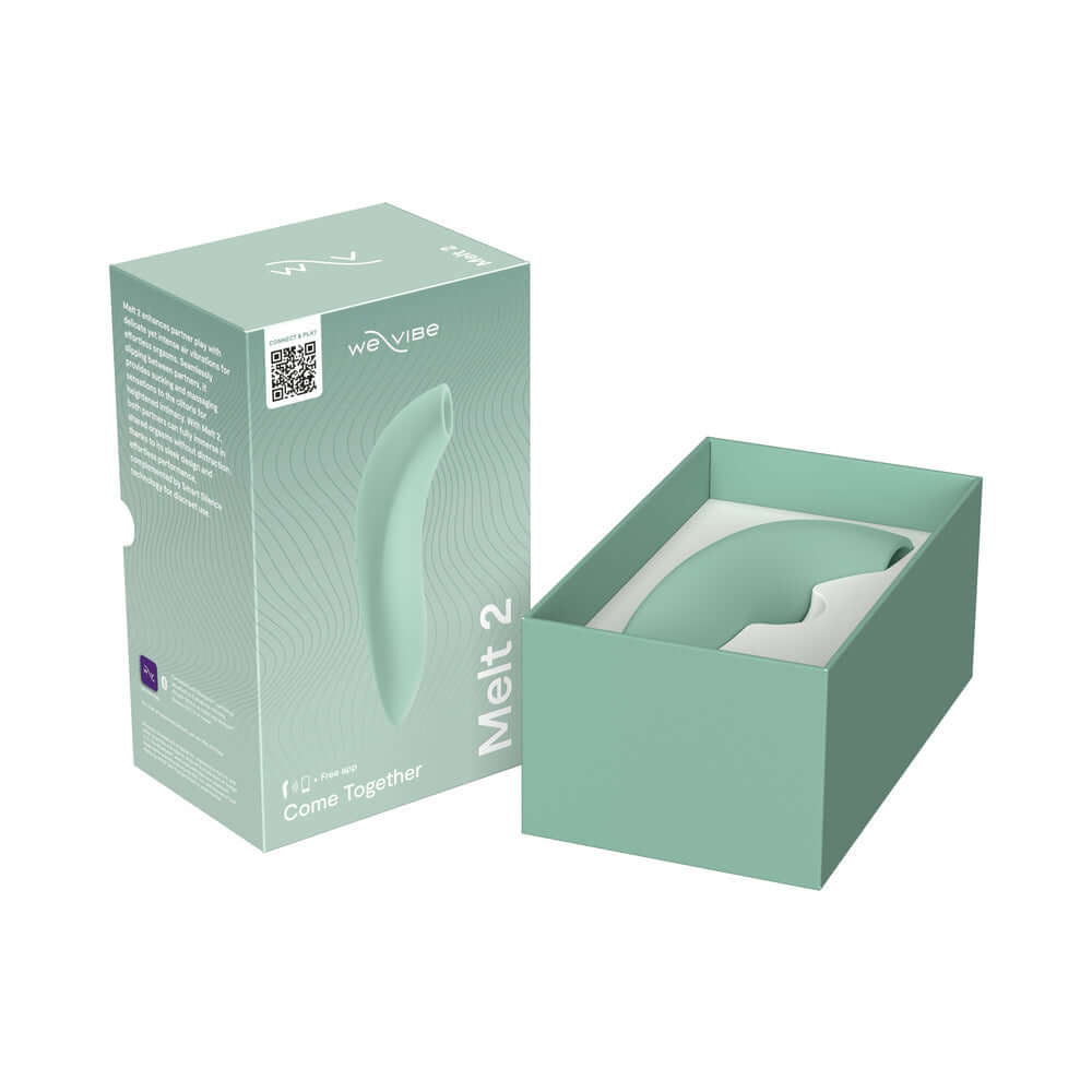 We-Vibe Melt 2 Pleasure Air Clitoral Stimulator Sage packaging in a green box.